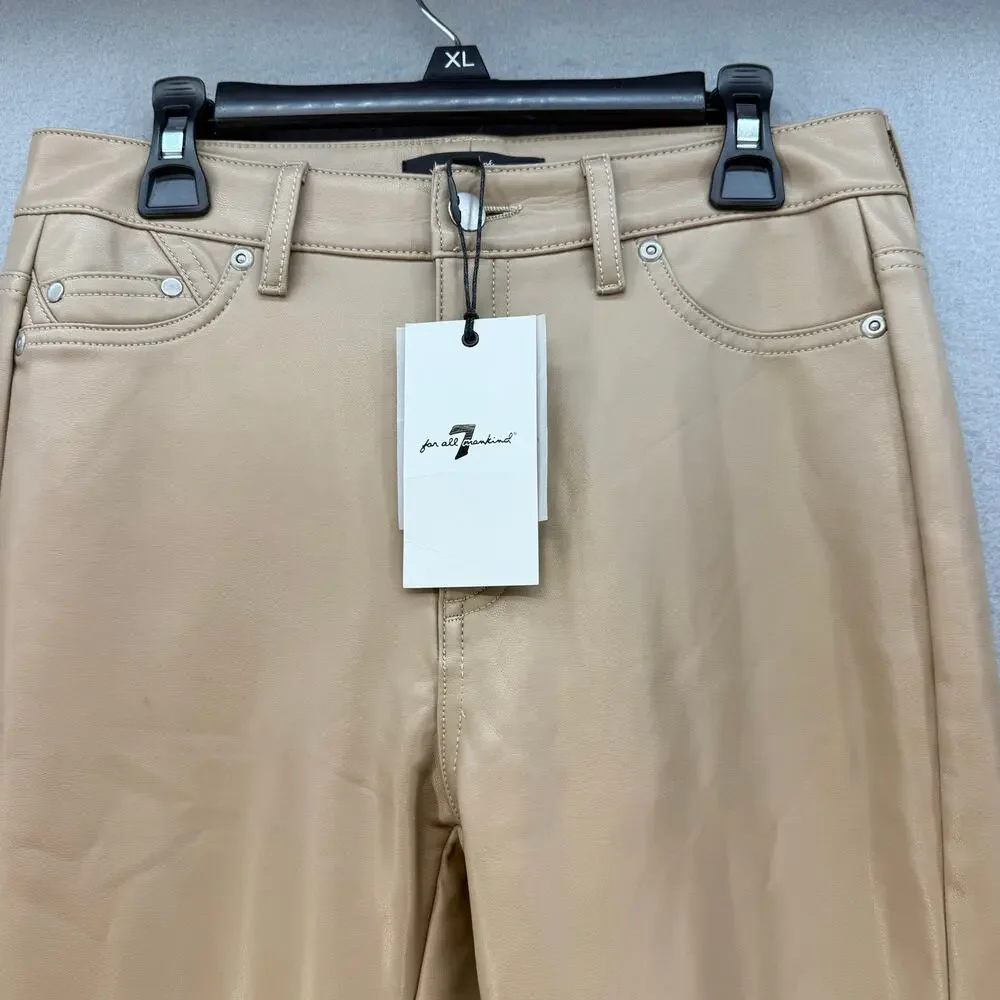 7 For All Mankind Pants Women's XS Tan Faux Leather Preppy Business Casual NWT - Picture 6 of 15